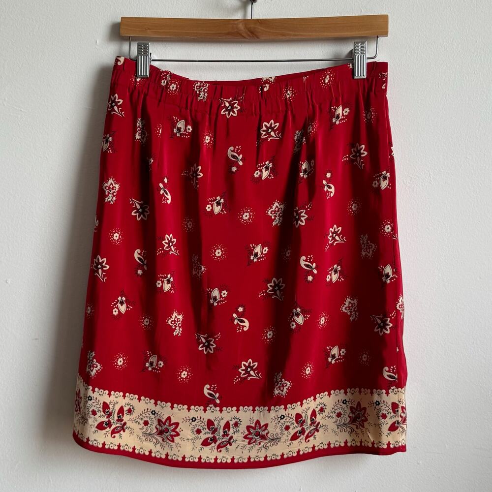 Vintage HENRI BENDEL New York Red Silk Wrap Skirt - Picture 2 of 7